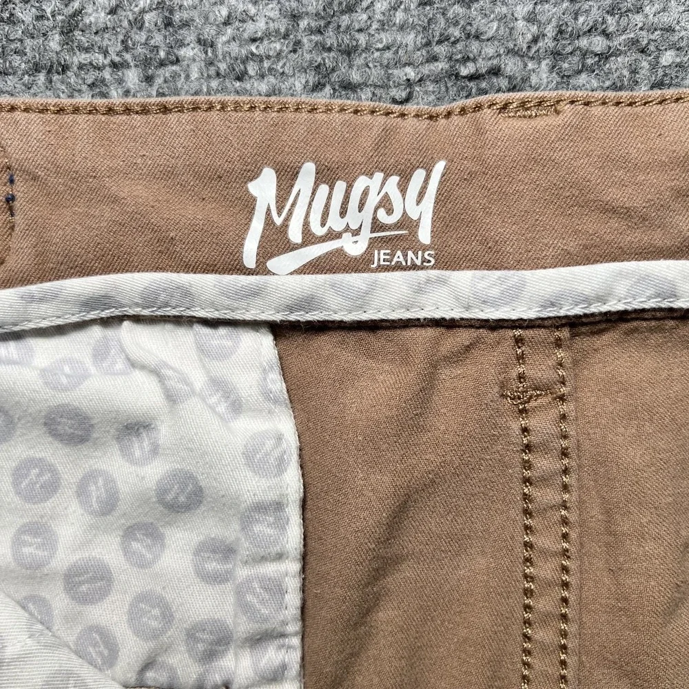 Mugsy Belmonts Slim Straight Stretch Chino Pants Tan Brown Men 34x30